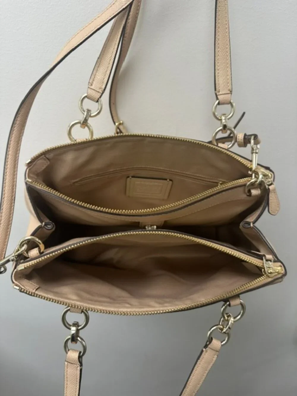 COACH Crossgrain Leather Christie in Tan